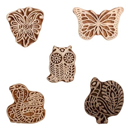 Set of 5 Piece New Mix Wooden Printing Block